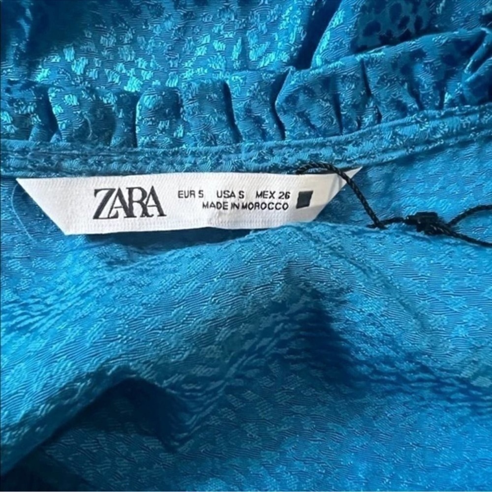 Zara Womens Blue Satin Fit and Flare Mini Dress Size S - Picture 7 of 10